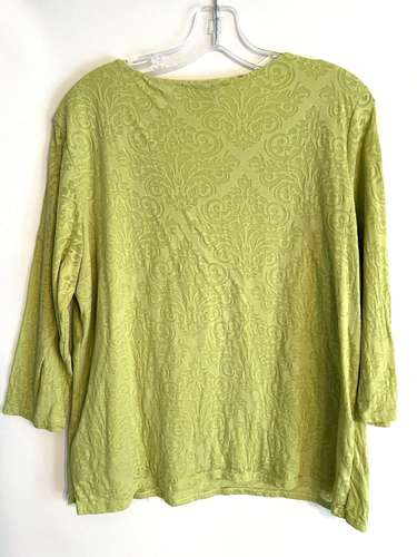 COLDWATER CREEK Granny Smith Apple Green 3/4 Sleeved Shirt Top XL 16 - Picture 3 of 3