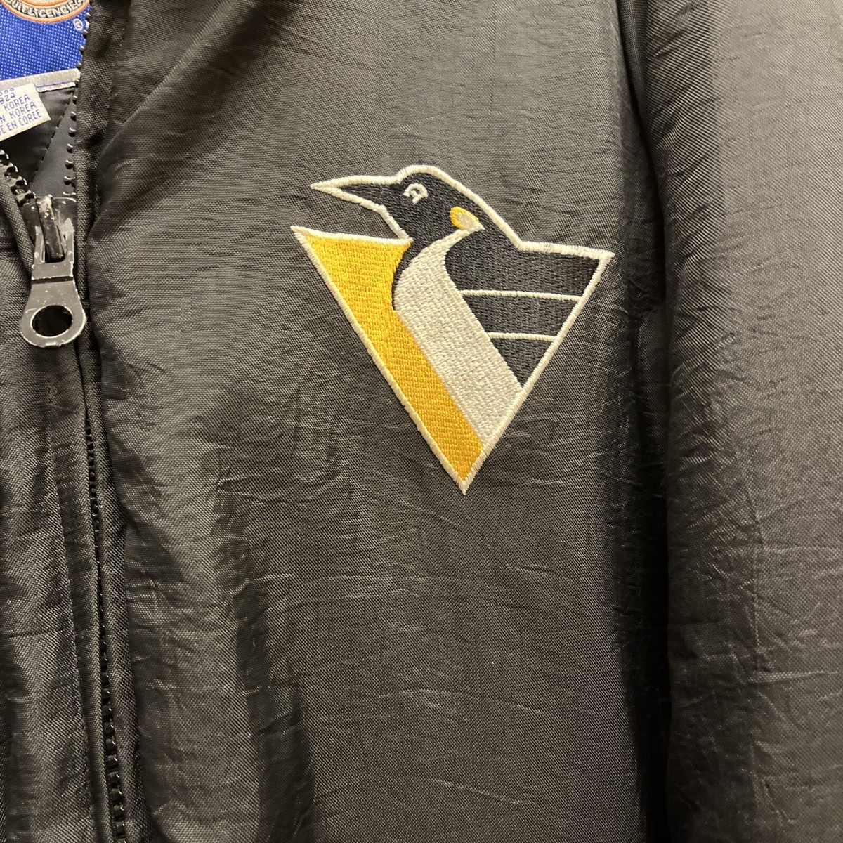 LOGO 7 Vintage Pittsburgh Penguins Puffer Jacket Color Block Mens