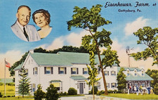 President Dwight Eisenhower, Wife Mamie, Family Farm, Gettysburg, PA. Linen.