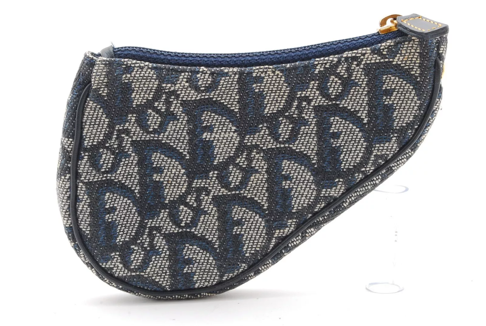 Étui à pièces Christian Dior sac à main trotteur selle marine authentique