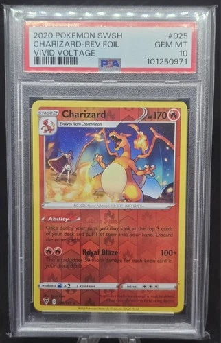 2022 POKEMON VIVID VOLTAGE CHARIZARD #025 REVERSE FOIL HOLO GEM MINT PSA 10