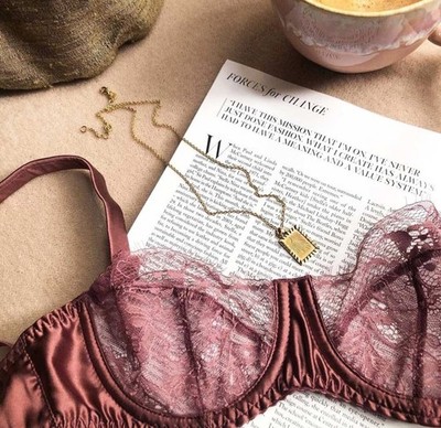 Fleur of England Bisou Balcony Bra (32A) & Ouvert Brief (XS) in Deep Winter Plum
