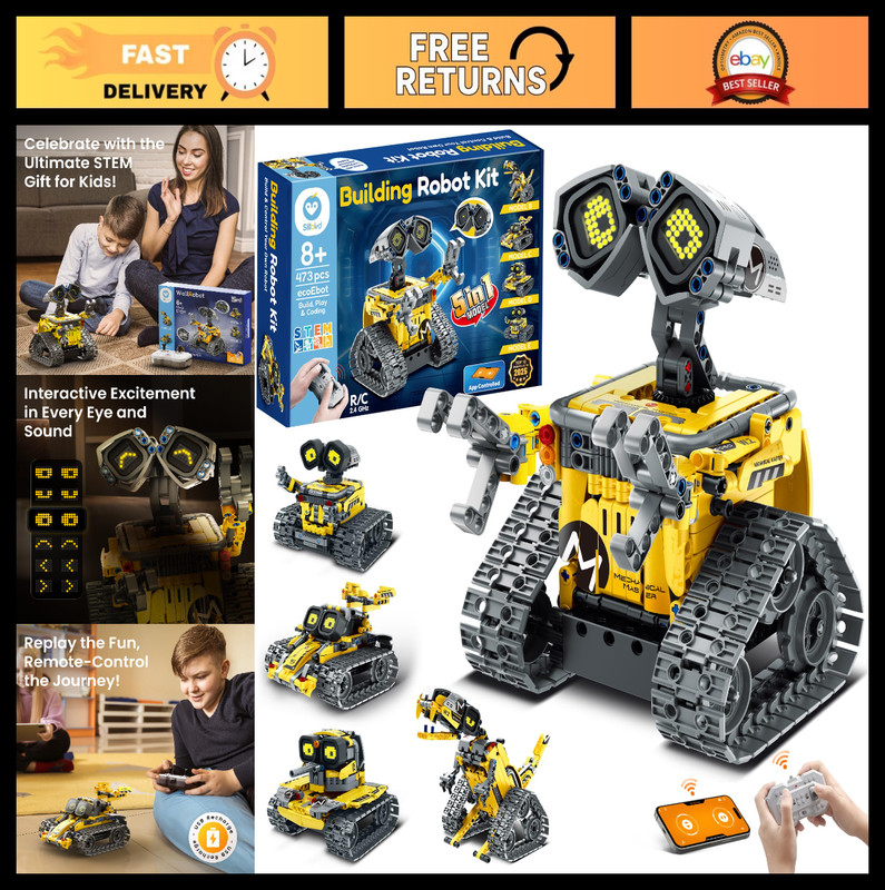 STEM Robot Building Kit with Remote Control, 5-in-1 Models, 473 Pieces, Creative