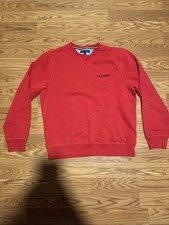 Tommy Hilfiger Men  s Red Sweatshirt L Crewneck Pullover Logo   Excellent
