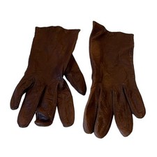 Vintage Superb Gloves Sz 6.5 Brown Silk Lining Italy Soft