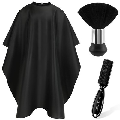 Hair Cutting Barber Cape with Neck Duster Brush and Barber Brush, Professional B