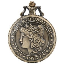 Gifts Pattern Bronze U.S. Coin With Sweater Chain Souvenir Quartz Pocket Watch