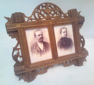 toller geschnitzter Historismus Stand Bilderrahmen ~ 1890 Fotos 20,5 cm x 18 cm