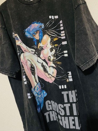 Camiseta Ghost in the Shell XL Vintage Negra Tela Gruesa Calce Suelto - Imagen 2 de 8