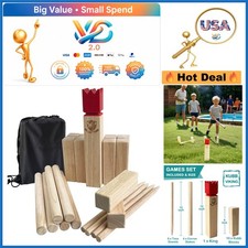 Viking Kubb Outdoor Game Set Wood Garden Tossing Toy with Carry Bag 30x5x5cm