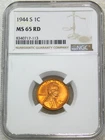 1944-S Lincoln Cent NGC MS65RD Full Red Luster New Holder #V309E