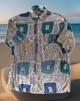 Schönes Vintage 80er 90er buntes Hemd mit Knopfleiste Abstrakt Sommer Love Island L