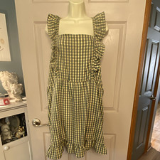 Wild Fable Green Gingham Smocked Ruffle Strap Square Neck Sundress Plus Size 2X