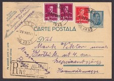 ROMANIA 1921 uprated registered postal card