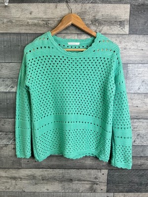 Woolovers Damen Pullover Größe S grün offen Strick Häkelpullover Bio