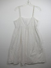 GAP Embroidered Eyelet Babydoll Dress Women 6 White Sleeveless Lined Cottagecore