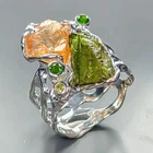 Charming rough gem Natural Tourmaline Ring 925 Sterling Silver Size 9 /R453653