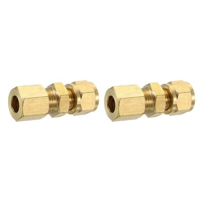 2Pcs Brass Compression Tube Fitting, 4mmx6mm Tube OD Connector Union