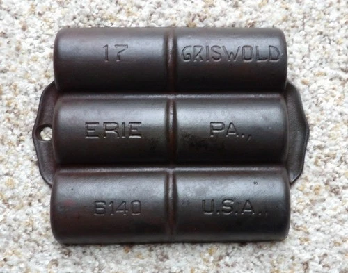 Old Griswold Cast Iron #17  6140 French Roll Muffin Pan Clean