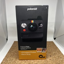 Polaroid Now Generation 3 Instant Camera Black Bundle w/ 24 Photos Neck Strap