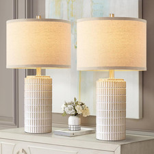 23'' Set of 2 Modern Ceramic Table Lamps for Living Room Bedroom, Nightstand ...