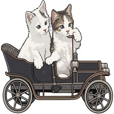 30 Custom Vintage Kittens In A Car Personalized Address Labels