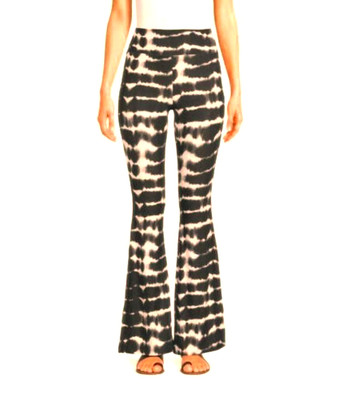 No Boundaries Ladies Teens Black & Peach Tie Dye Boho Hippie Flare Leg Pants