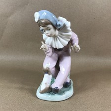 NAO Lladro Ascoltami 1099 Statuina Clown con Cane Seduto