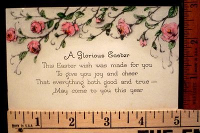 Antique c1900 era - Easter Greeting Card - ''A Glorious Easter'' Pink Roses