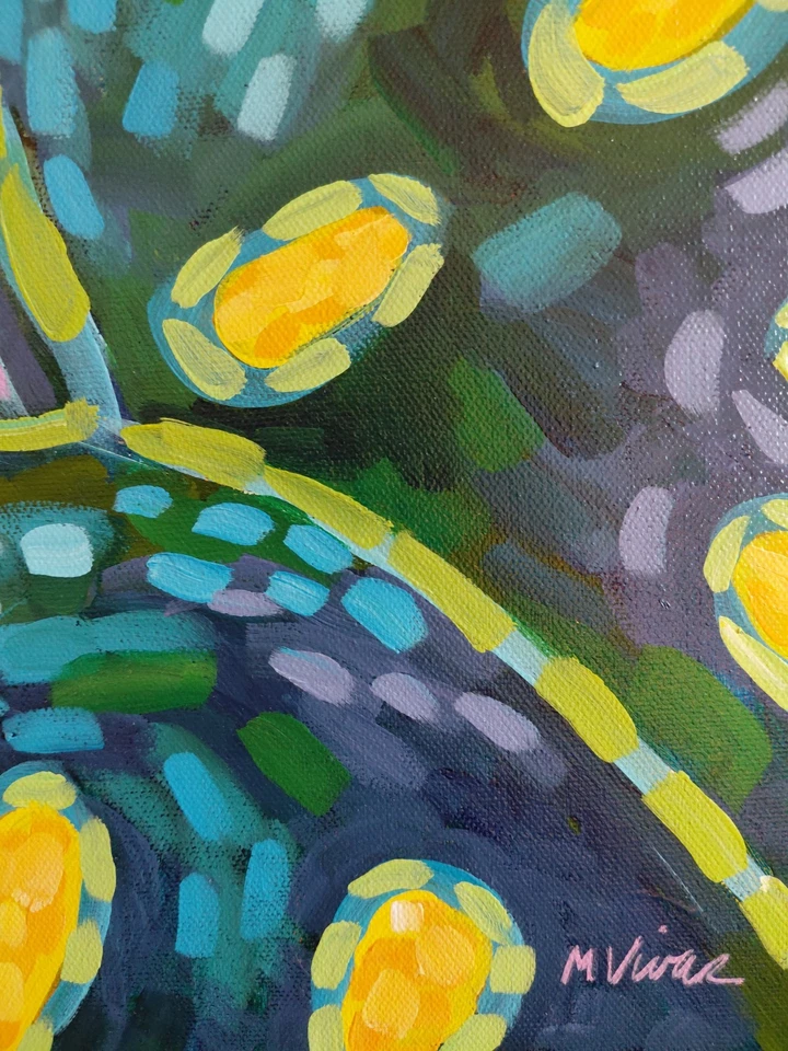 Mona Vivar оригинальное красочное актуальное растение поп абстрактная живопись 20x20 - Изображение 4 из 4