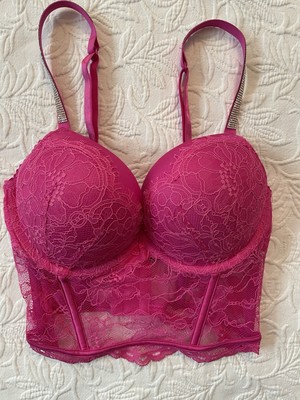 Victoria Secret bra 32C Very Sexy Push up extra pad bling straps corset style