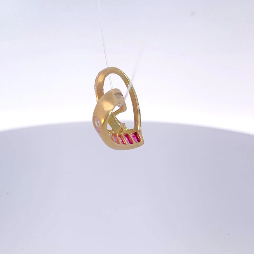 Piedra rosa 8 diamantes .16 quilates T.W. Oro amarillo 10K 2,4 g (MI1073241) Foto 4 de 4