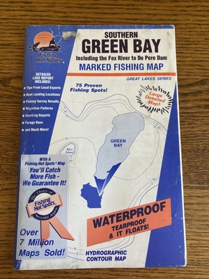 SOUTHERN GREEN BAY WI Marked Fishing Map Waterproof, Tearproof, Floats