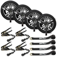 4 Pack Car Tie Down Straps for Trailers - 2" x 96" - 9900LBS Break Strength -...