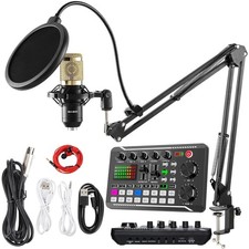 Podcast Microphone Bundle, BM-800 Condenser Mic with Live Sound Card Kit, Pod...