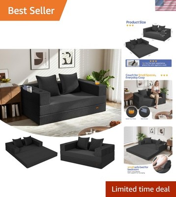 Futon Sofa Bed, 4 in 1 Convertible Sofa Bed, Folding Boneless Couches for Liv...