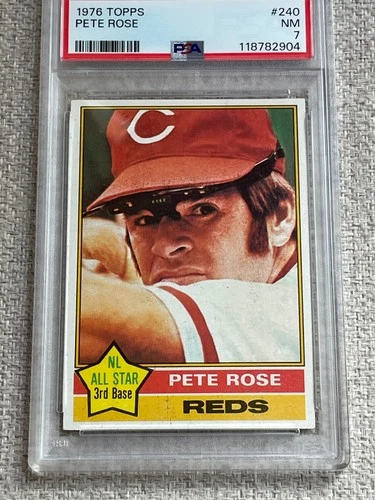 1976 TOPPS PETE ROSE CARD #240 GRADED PSA 7 NM REDS HOF