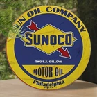 Vintage Sunoco 2 U.S. Gallons Motor Oil Aluminum Wall Art, Tin Metal Signs 8x8in