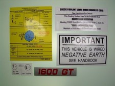 Mk2 Ford Cortina Under Bonnet Decal Set 1600GT 1600E