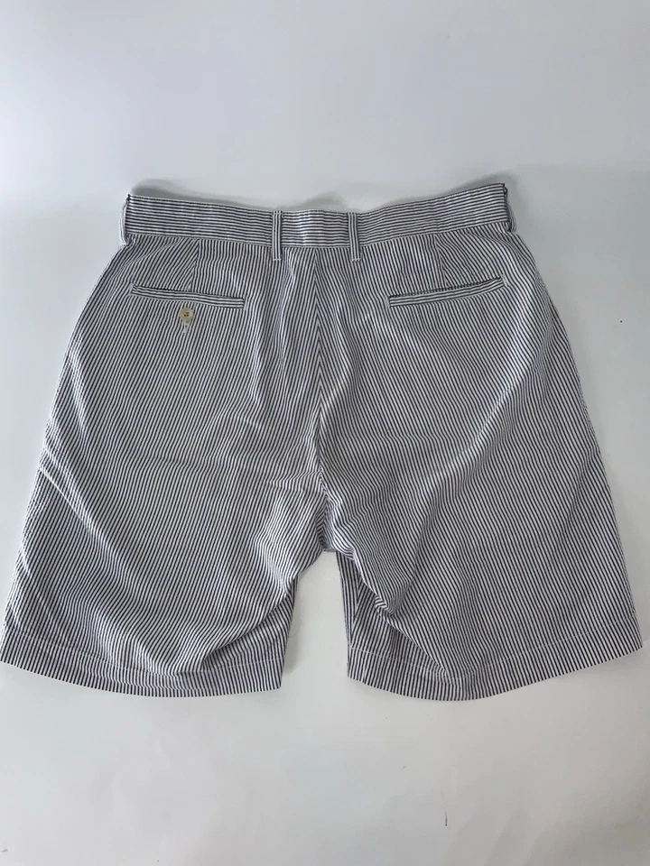 Bills Khakis Seersucker Shorts Men Sz. 34 Blue White Stripe Cotton USA YGI T5-15 - Image 4 of 4