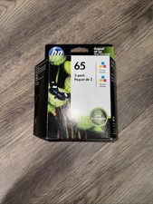 New Genuine HP 65 Color 2PK Ink Cartridges, Deskjet 3700 Ex Nov 2022