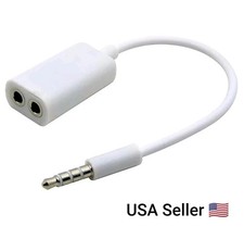 White Double 3.5mm Earphone Headphone Y Splitter Cable Cord Adapter Jack Plug