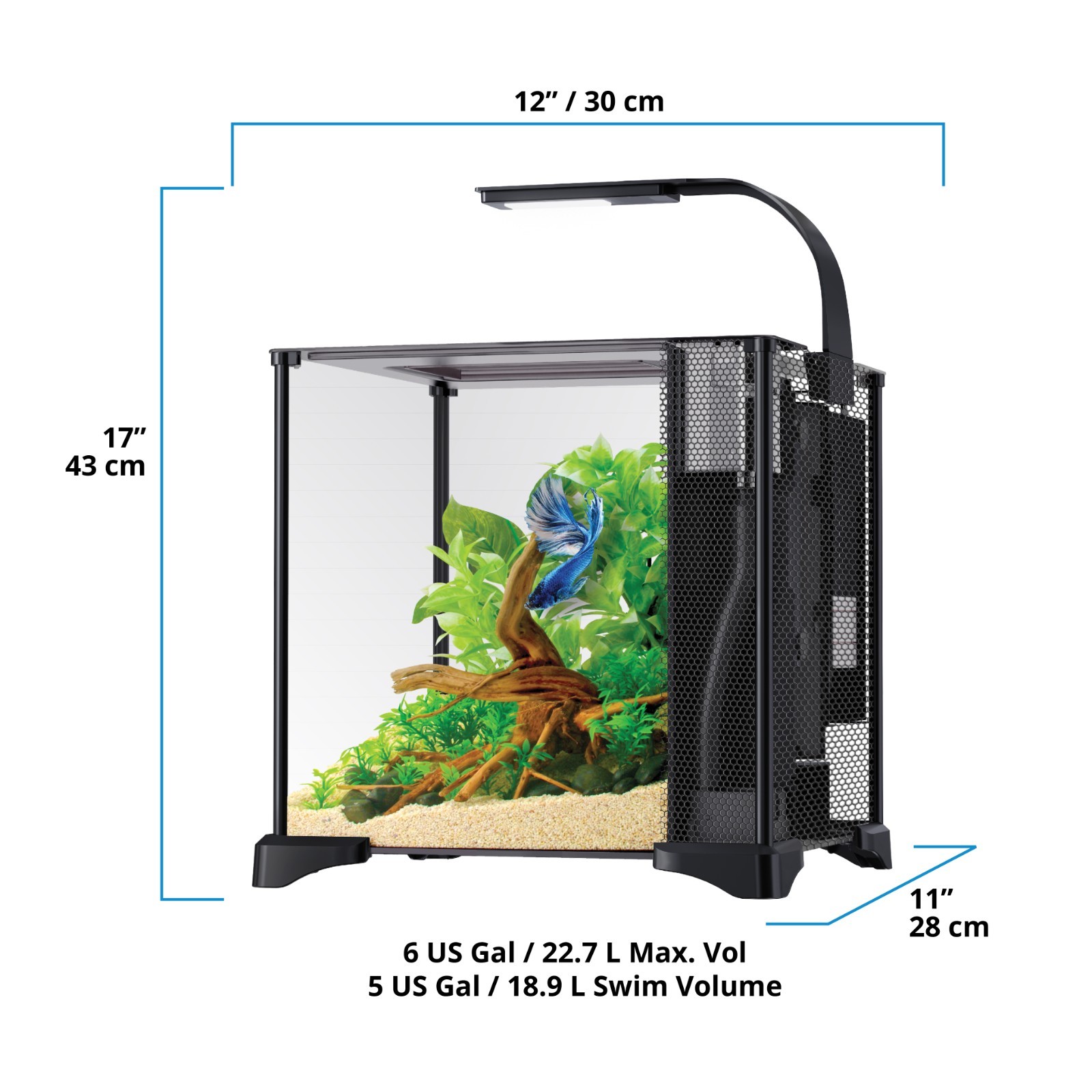 Fluval Betta Premium Fighter acquario acquario pesci serbatoio kit 22,7 L - filtro riscaldatore luce foto 2