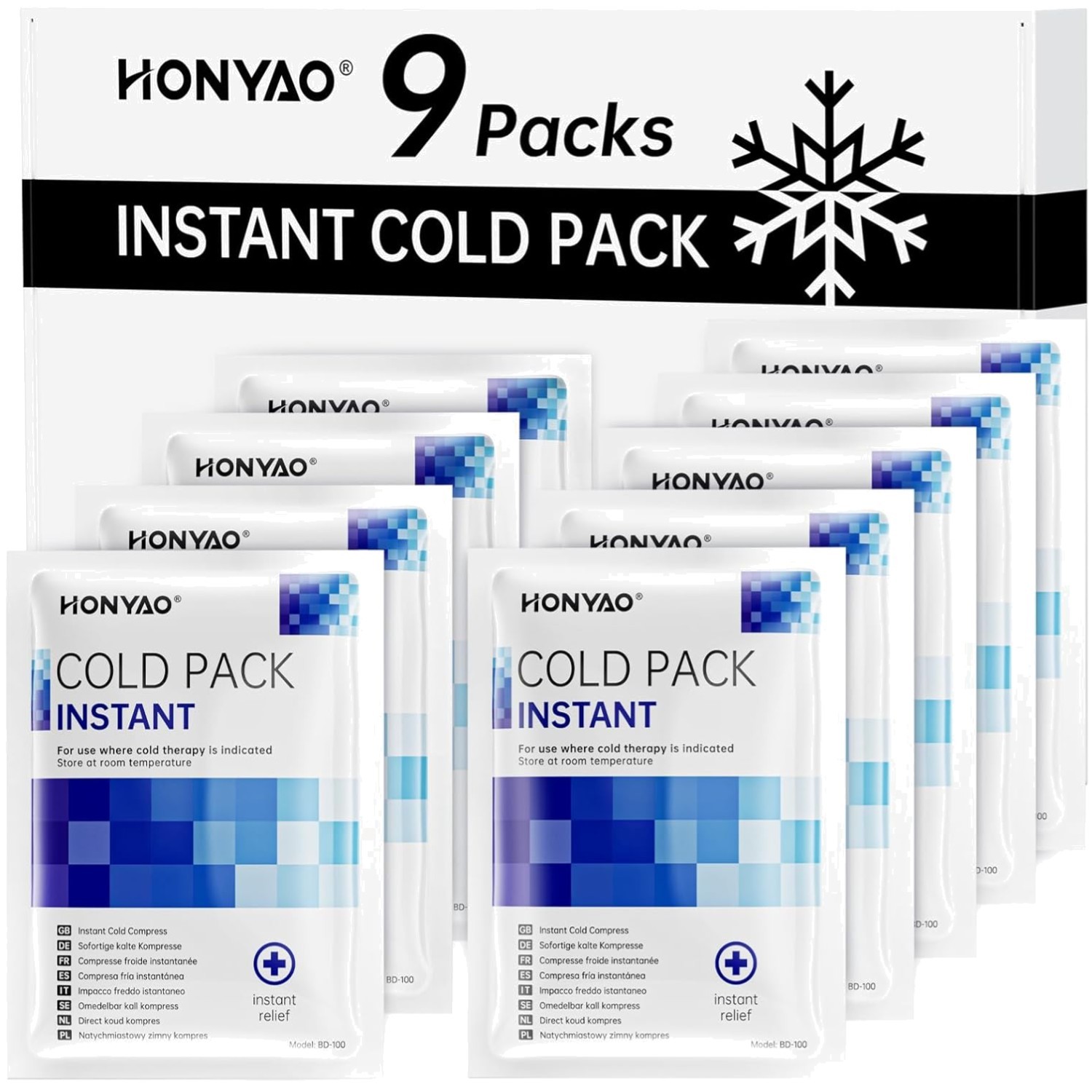 9er Pack Sofort-Kälte-Kompresse Kühlpads Einmal-Kühlpacks Sport Reisen Auto