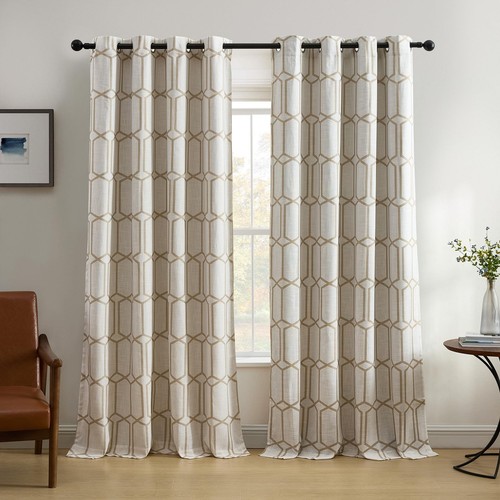 Kaiden Geometric Room-Darkening Window Curtain, Single Panel, 52" W x 84" L (...