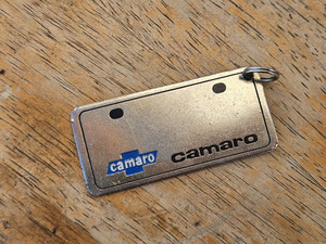 Vintage 1980's Chevy Camaro License Plate Keychain ring fob