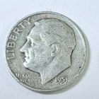 1951 Roosevelt Silver Dime, 90% Silver, Circulated Coin Free Shipping #8781