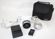 Nikon 1 J1 10.1MP Digital Camera w/10-30mm & 30-110mm Lenses & Bag • White