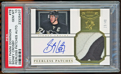 2011 Panini Dominion Sidney Crosby Peerless Patch Auto /49 PSA 10 Gem Mint POP 1