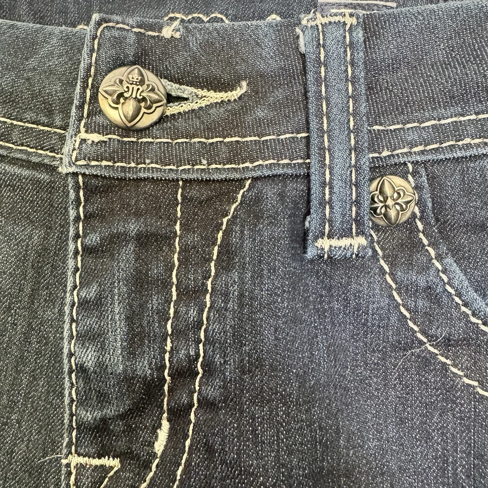 Miss Me Easy Boot Jeans Size 27 Dark Wash Embellished Pockets Hemmed 28” Petite - Image 4 of 4